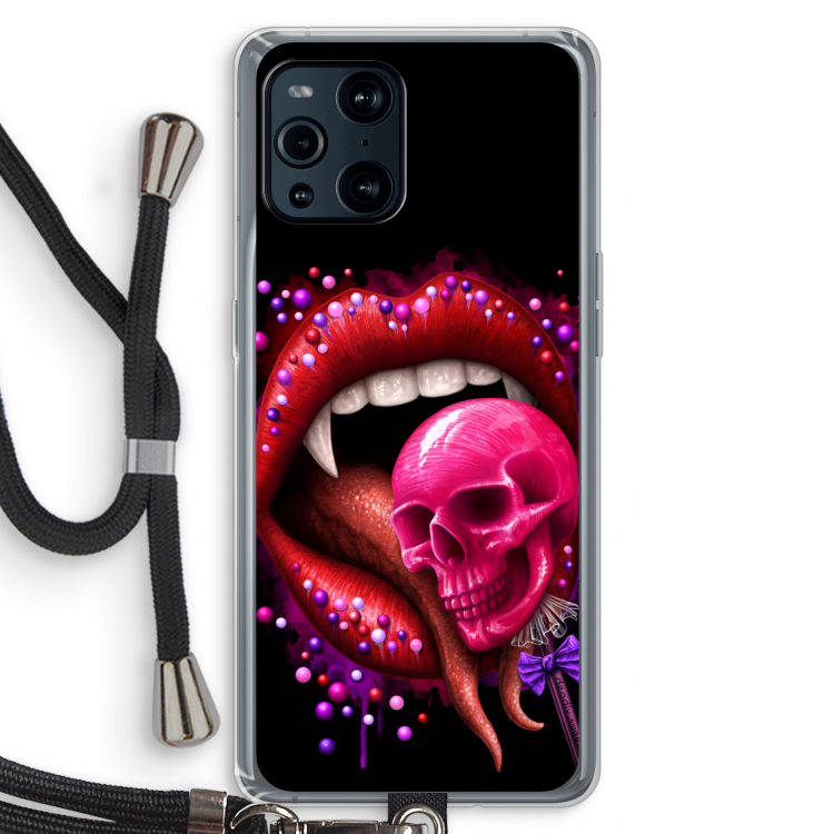 Dodelijk zoet: Oppo Find X3 Pro Transparant Hoesje met koord