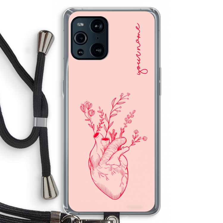 Blooming Heart: Oppo Find X3 Pro Transparant Hoesje met koord