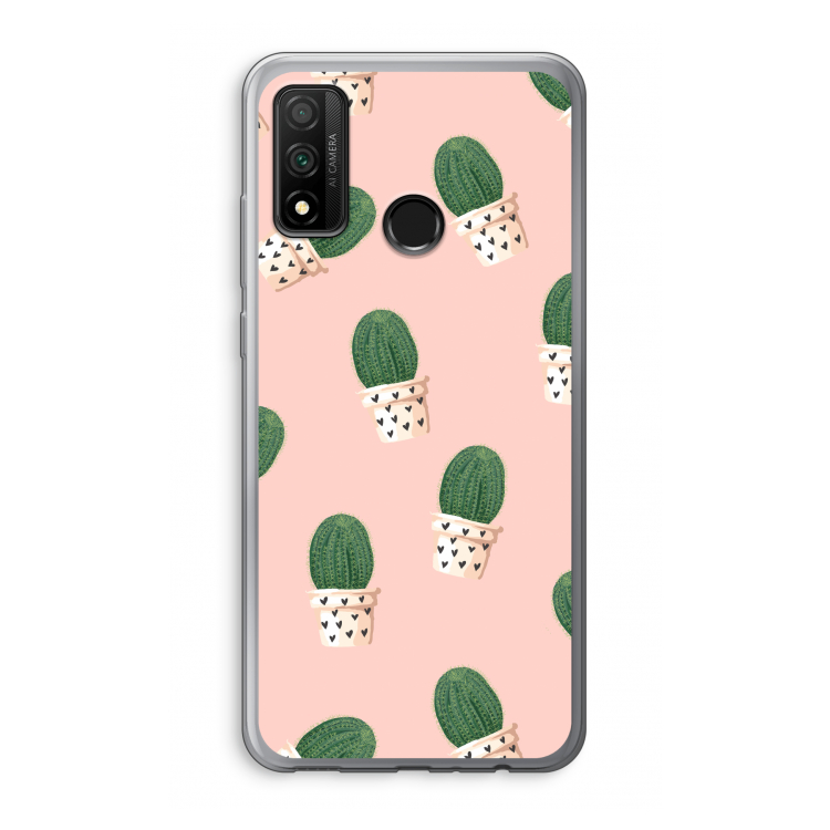 Cactusprint roze: Huawei P Smart (2020) Transparant Hoesje