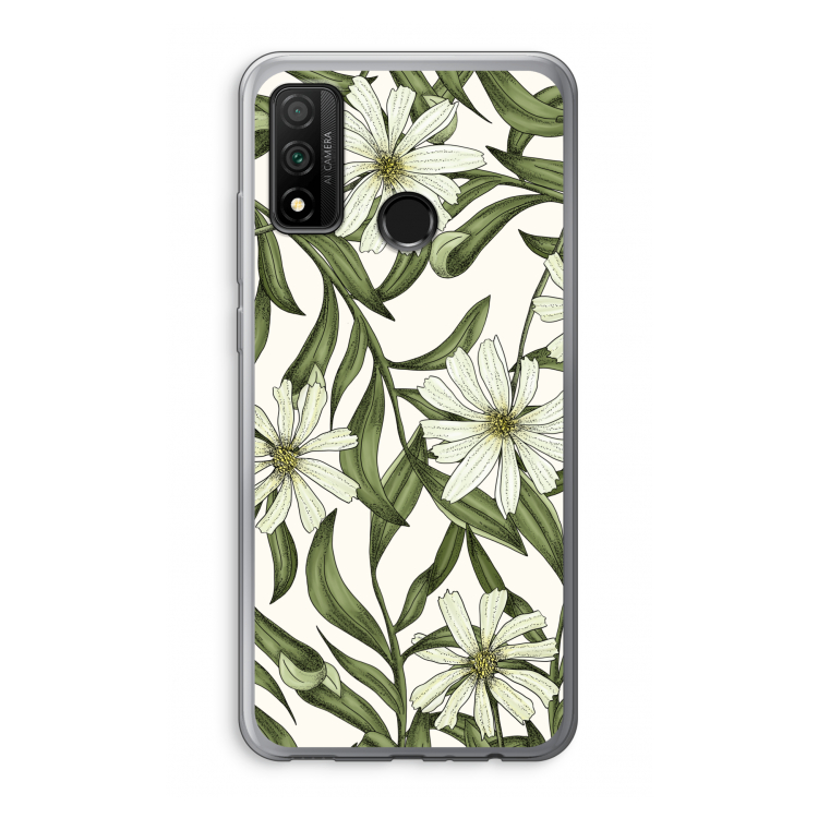 Wit bloemenpatroon: Huawei P Smart (2020) Transparant Hoesje