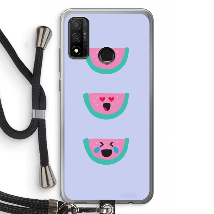 Smiley watermeloen: Huawei P Smart (2020) Transparant Hoesje met koord