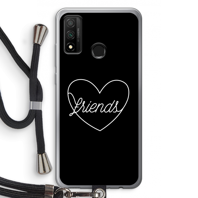 Friends heart black: Huawei P Smart (2020) Transparant Hoesje met koord