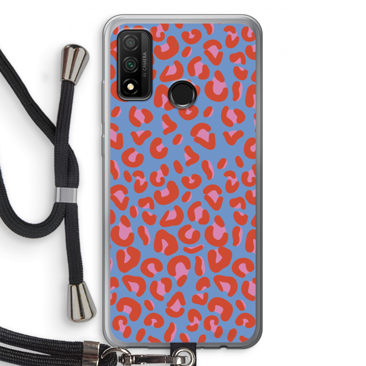 Leopard blue: Huawei P Smart (2020) Transparant Hoesje met koord
