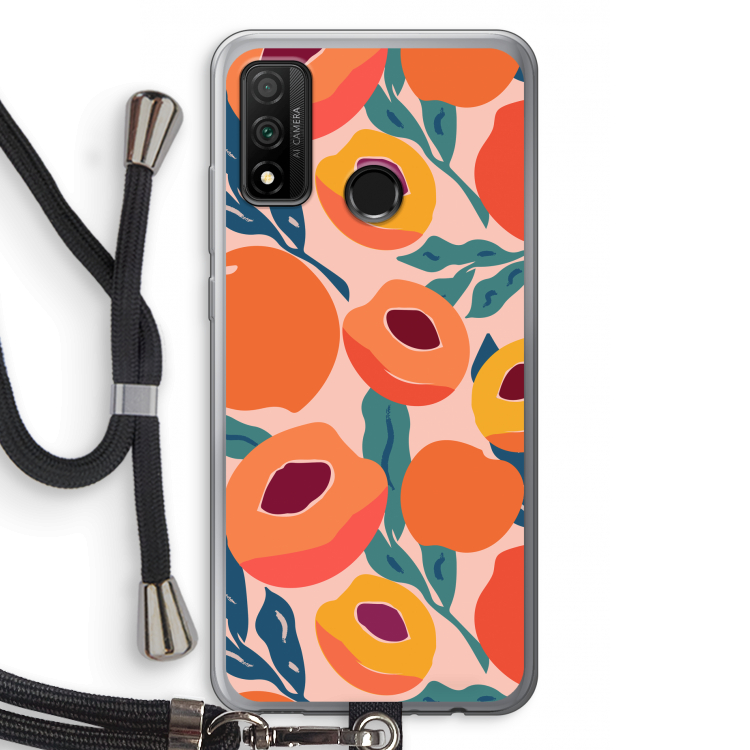 Perzik: Huawei P Smart (2020) Transparant Hoesje met koord