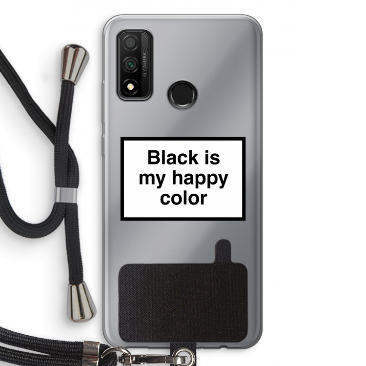 Black is my happy color: Huawei P Smart (2020) Transparant Hoesje met koord