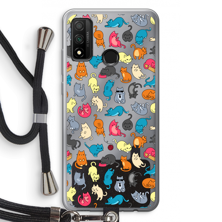 Kleurrijke katten: Huawei P Smart (2020) Transparant Hoesje met koord
