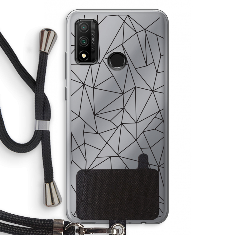 Geometrische lijnen zwart: Huawei P Smart (2020) Transparant Hoesje met koord