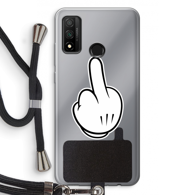Middle finger white: Huawei P Smart (2020) Transparant Hoesje met koord