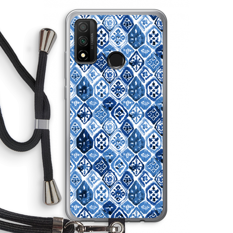 Blauw motief: Huawei P Smart (2020) Transparant Hoesje met koord