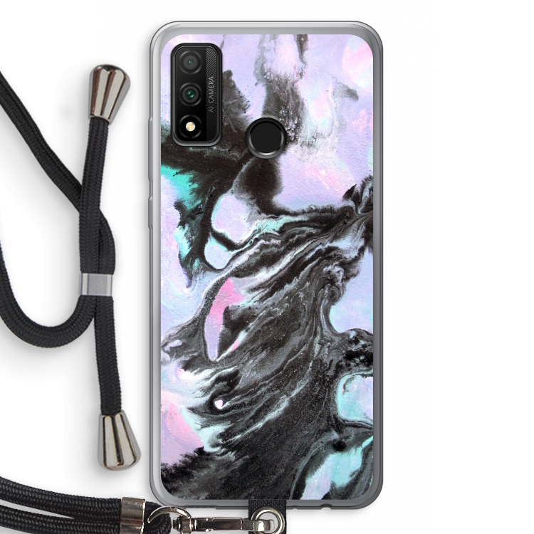 Pastel zwart: Huawei P Smart (2020) Transparant Hoesje met koord