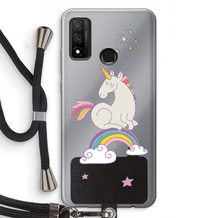 Regenboog eenhoorn: Huawei P Smart (2020) Transparant Hoesje met koord