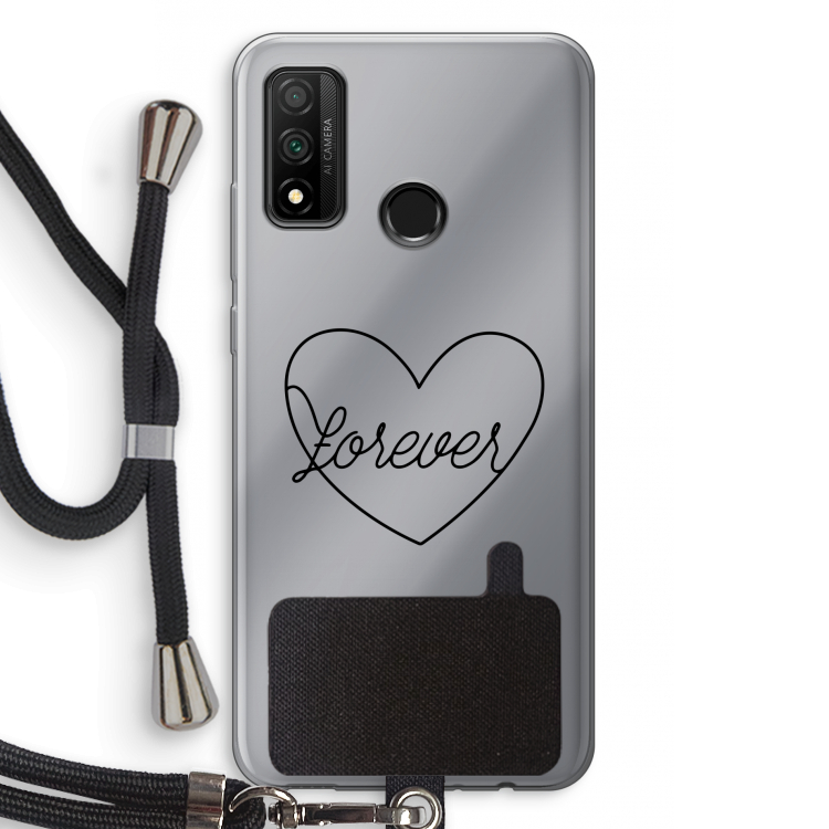 Forever heart black: Huawei P Smart (2020) Transparant Hoesje met koord