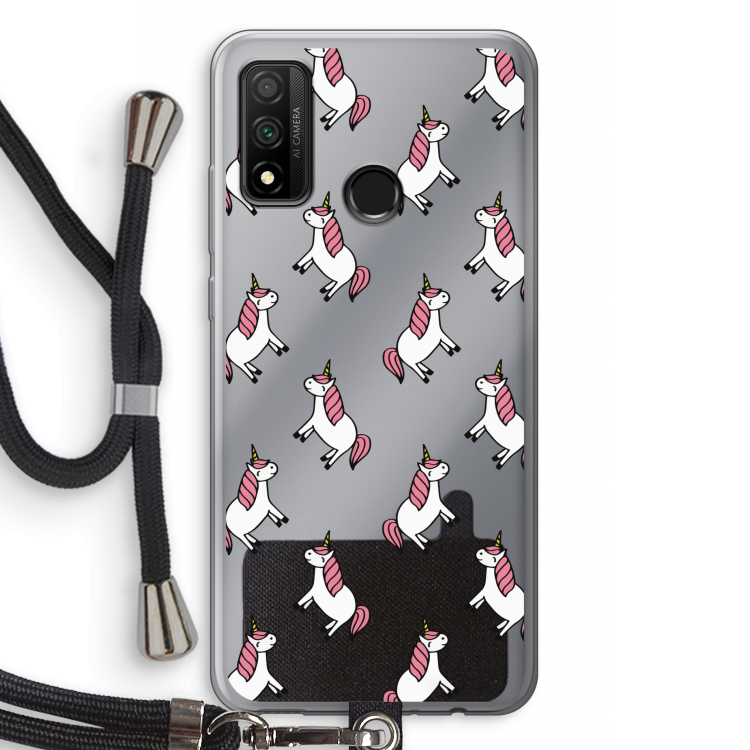 Eenhoorns overal: Huawei P Smart (2020) Transparant Hoesje met koord