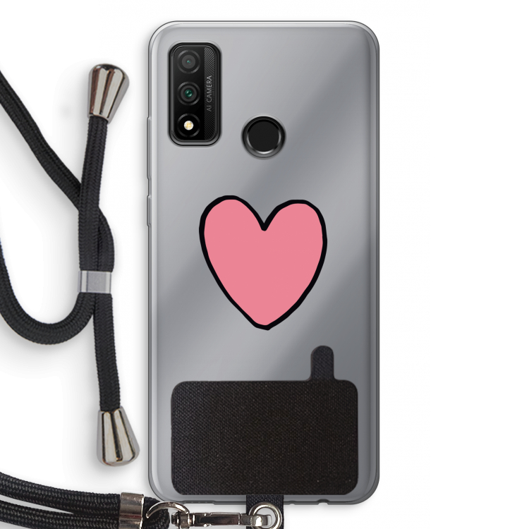 Hartje: Huawei P Smart (2020) Transparant Hoesje met koord