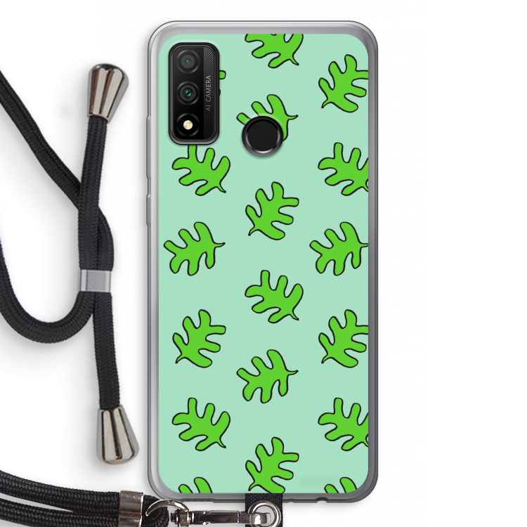 Groene blaadjes: Huawei P Smart (2020) Transparant Hoesje met koord