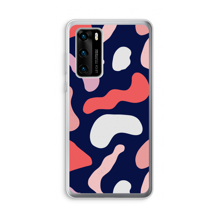 Memphis Shapes Pink: Huawei P40 Transparant Hoesje