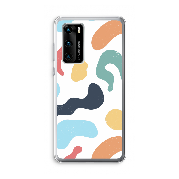 Memphis Shapes Blue: Huawei P40 Transparant Hoesje
