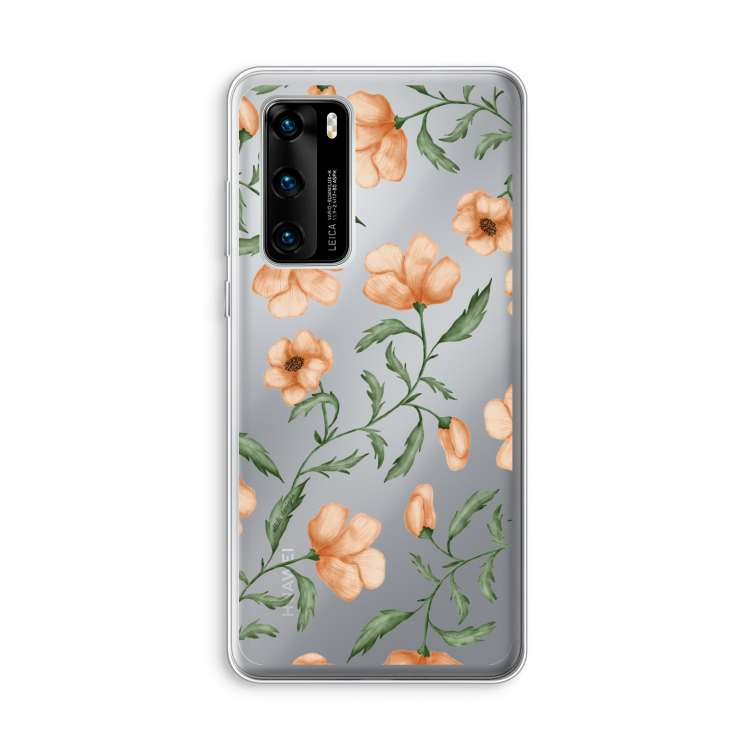 Peachy flowers: Huawei P40 Transparant Hoesje