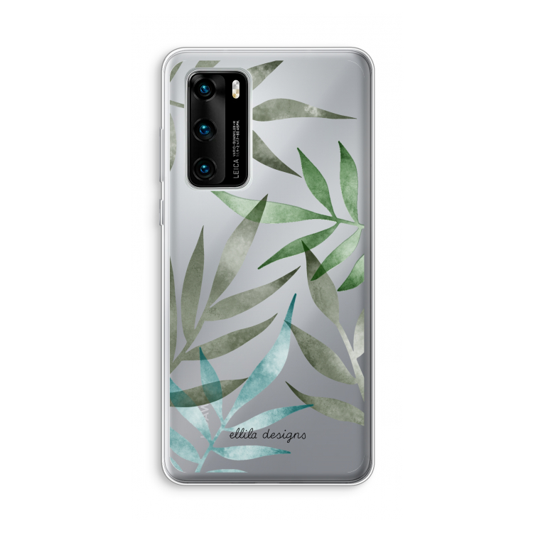 Tropical watercolor leaves: Huawei P40 Transparant Hoesje