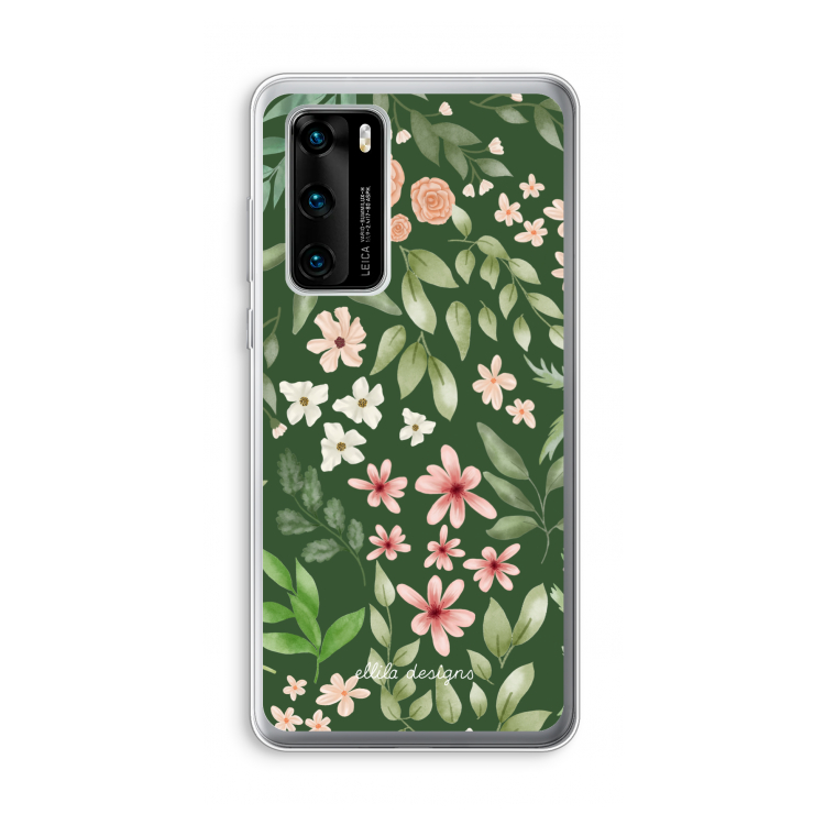 Botanical green sweet flower heaven: Huawei P40 Transparant Hoesje