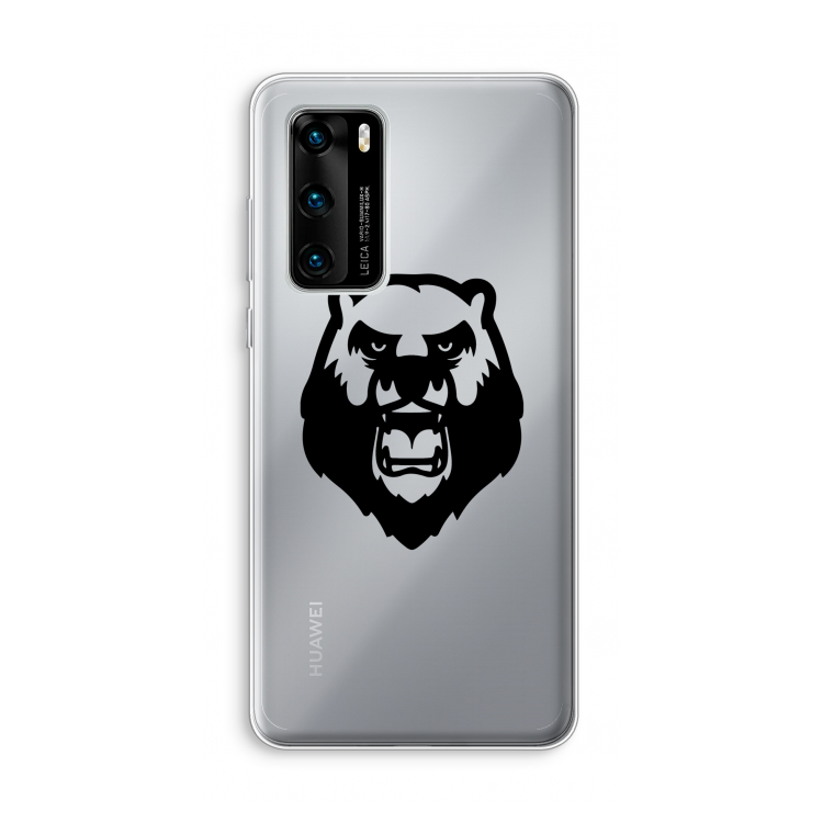 Angry Bear (black): Huawei P40 Transparant Hoesje