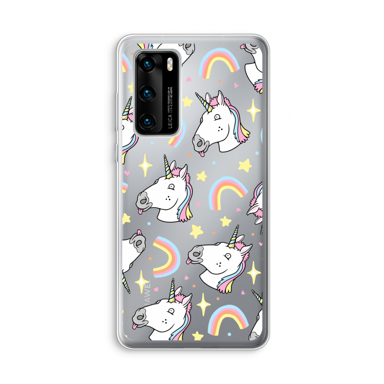 Rainbow Unicorn: Huawei P40 Transparant Hoesje