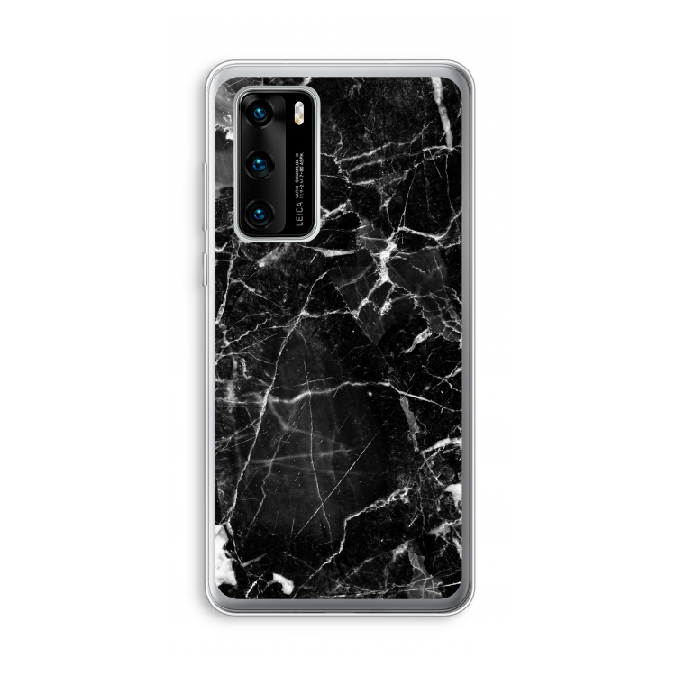 Zwart Marmer 2: Huawei P40 Transparant Hoesje