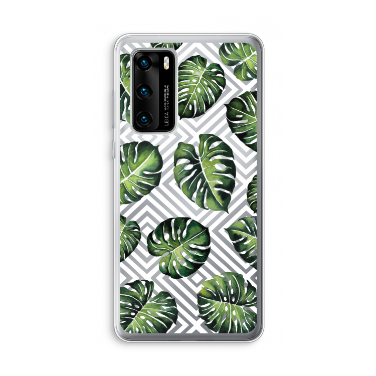 Geometrische jungle: Huawei P40 Transparant Hoesje