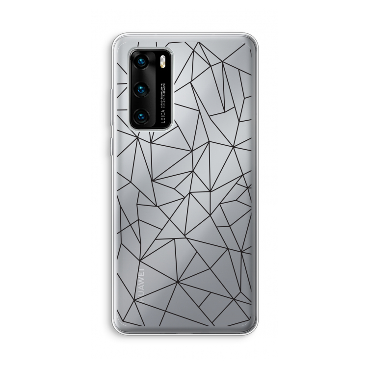 Geometrische lijnen zwart: Huawei P40 Transparant Hoesje