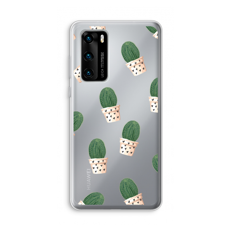 Cactusprint roze: Huawei P40 Transparant Hoesje