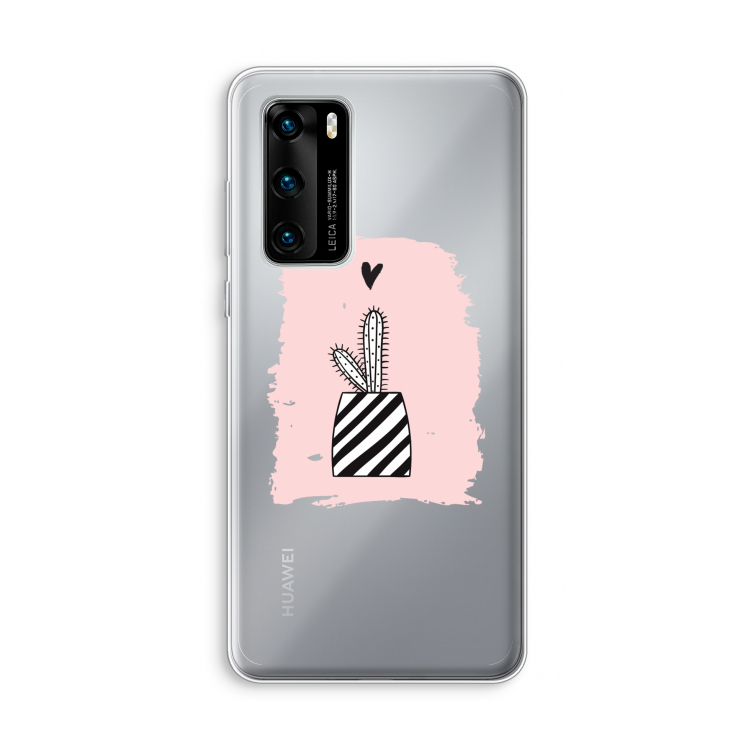 Zwart-wit cactus: Huawei P40 Transparant Hoesje