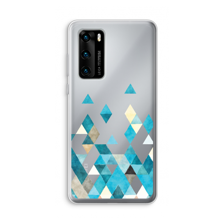 Gekleurde driehoekjes blauw: Huawei P40 Transparant Hoesje