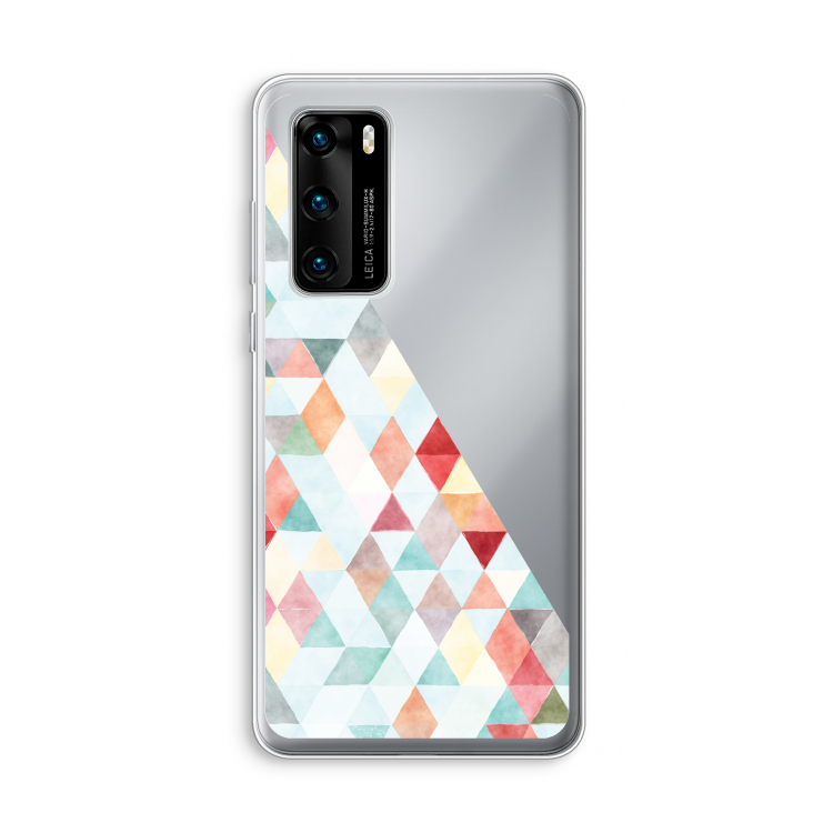 Gekleurde driehoekjes pastel: Huawei P40 Transparant Hoesje