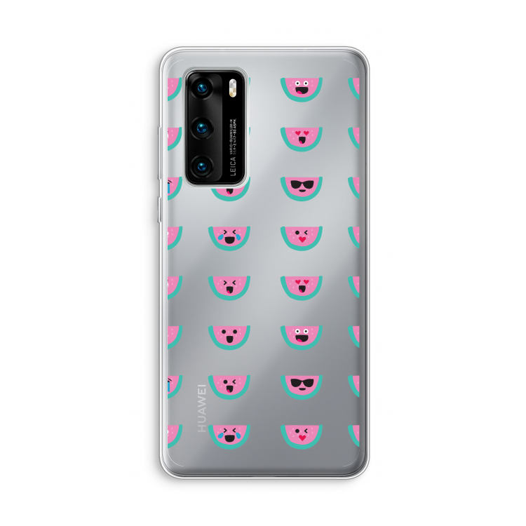 Smiley watermeloenprint: Huawei P40 Transparant Hoesje