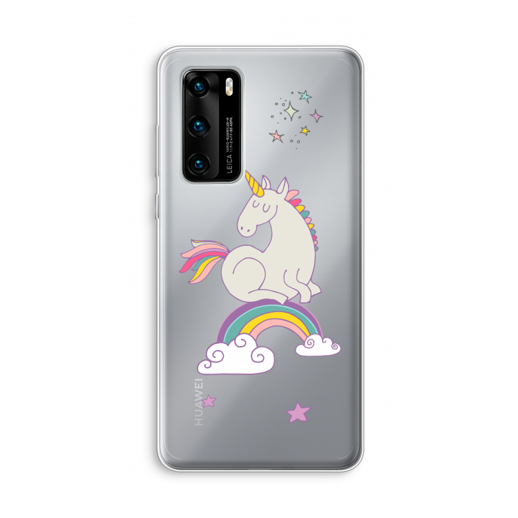 Regenboog eenhoorn: Huawei P40 Transparant Hoesje