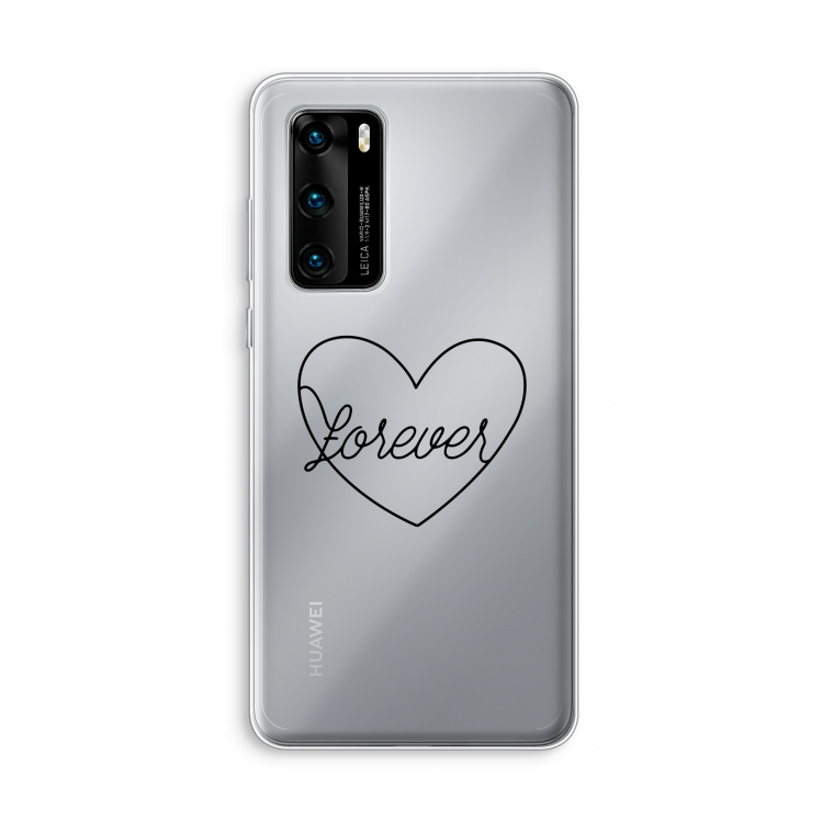 Forever heart black: Huawei P40 Transparant Hoesje