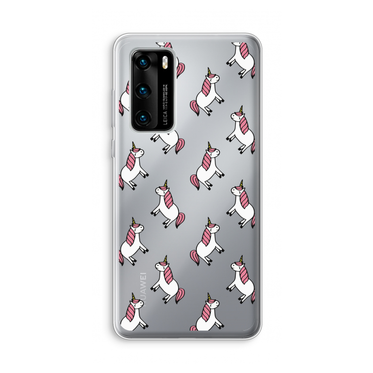 Eenhoorns overal: Huawei P40 Transparant Hoesje