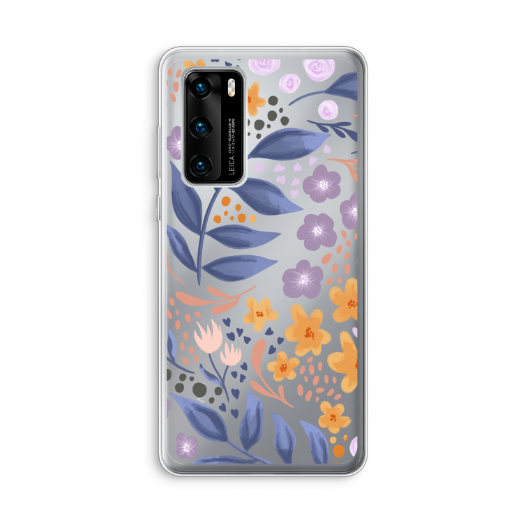 Flowers with blue leaves: Huawei P40 Transparant Hoesje