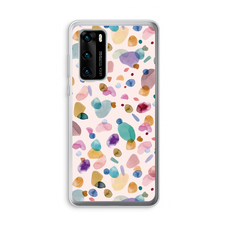 Terrazzo Memphis Pink: Huawei P40 Transparant Hoesje