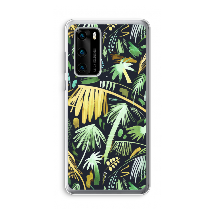 Tropical Palms Dark: Huawei P40 Transparant Hoesje