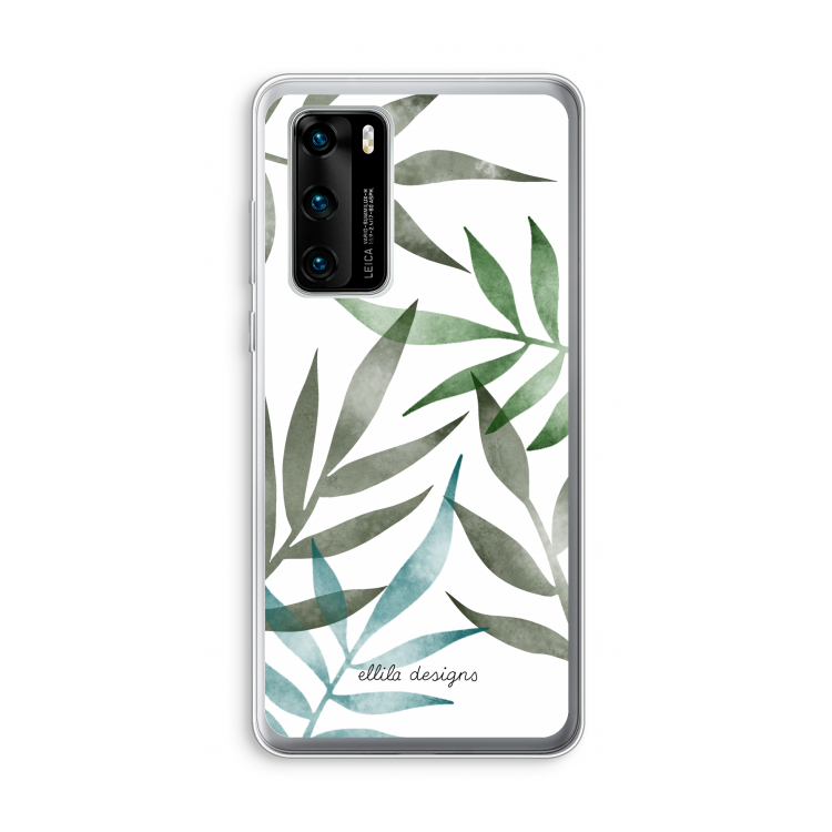 Tropical watercolor leaves: Huawei P40 Transparant Hoesje