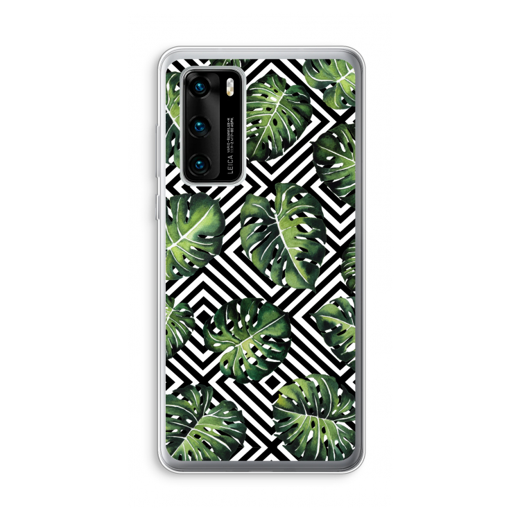 Geometrische jungle: Huawei P40 Transparant Hoesje
