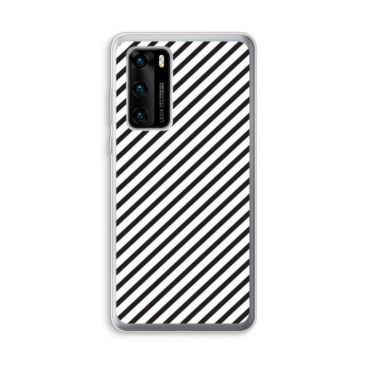 Strepen zwart-wit: Huawei P40 Transparant Hoesje