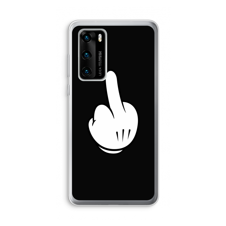Middle finger black: Huawei P40 Transparant Hoesje