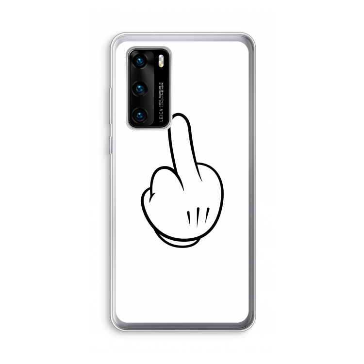 Middle finger white: Huawei P40 Transparant Hoesje