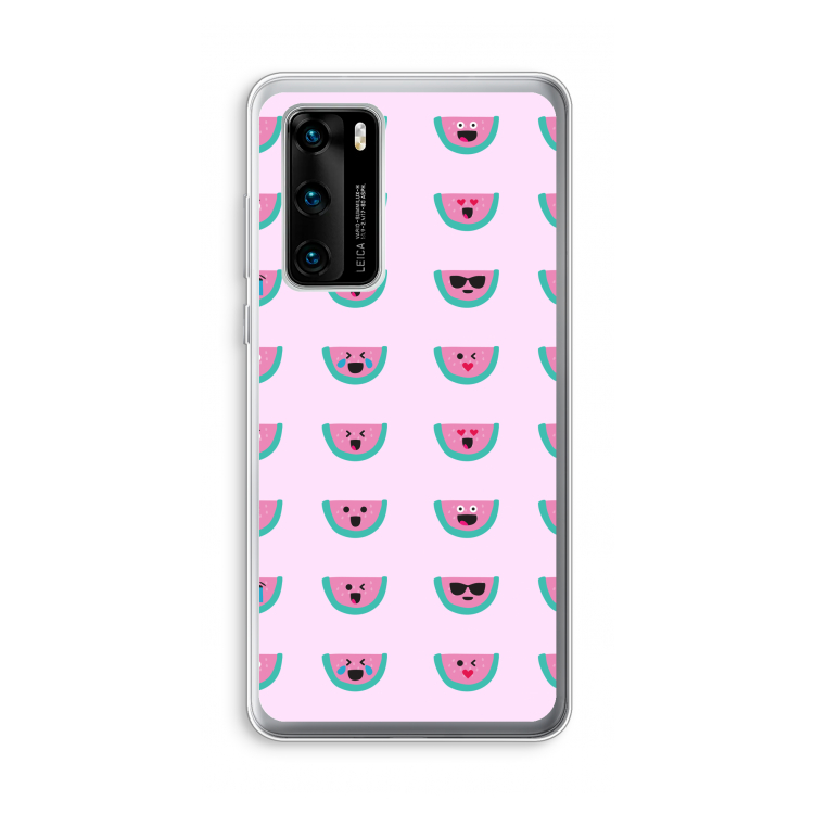 Smiley watermeloenprint: Huawei P40 Transparant Hoesje