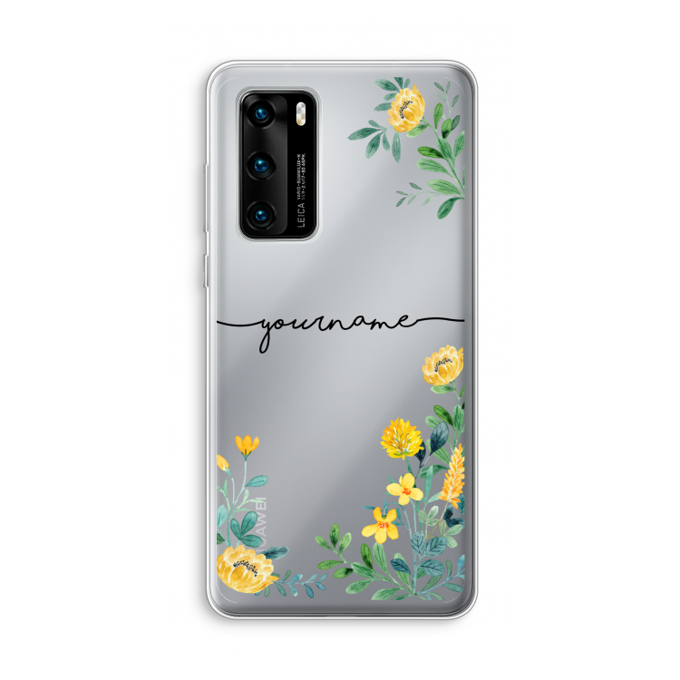 Gele bloemen: Huawei P40 Transparant Hoesje