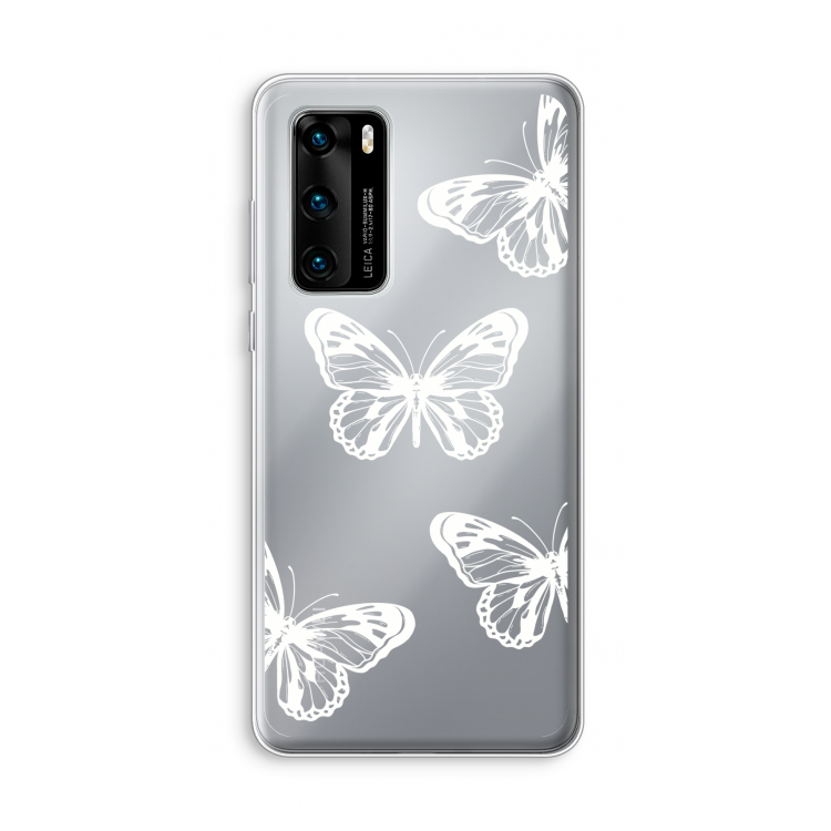 White butterfly: Huawei P40 Transparant Hoesje