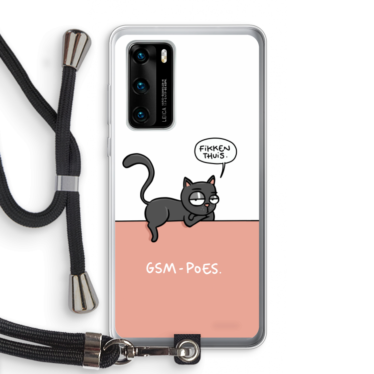 GSM poes: Huawei P40 Transparant Hoesje met koord