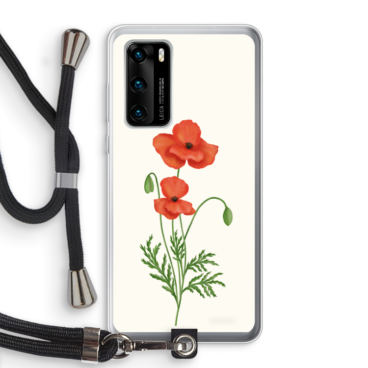 Red poppy: Huawei P40 Transparant Hoesje met koord